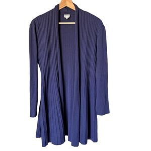 Armani Collezioni Cardigan Size 10 Purple Open Front Ribbed Knit Luxe Italy